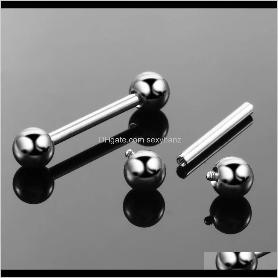 10pcs/lot 14g g23 titanium internally thread tongue ring barbells studs nipple shield jewelry cartilage earrings body piercing q