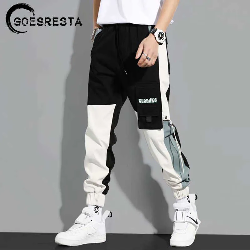 Homens Calças de Carga Hip Hop Streetwear Cordão Design Calças Casuais Homens 2021 Verão Brand New Harajuku Moda Calças Homens Y0927