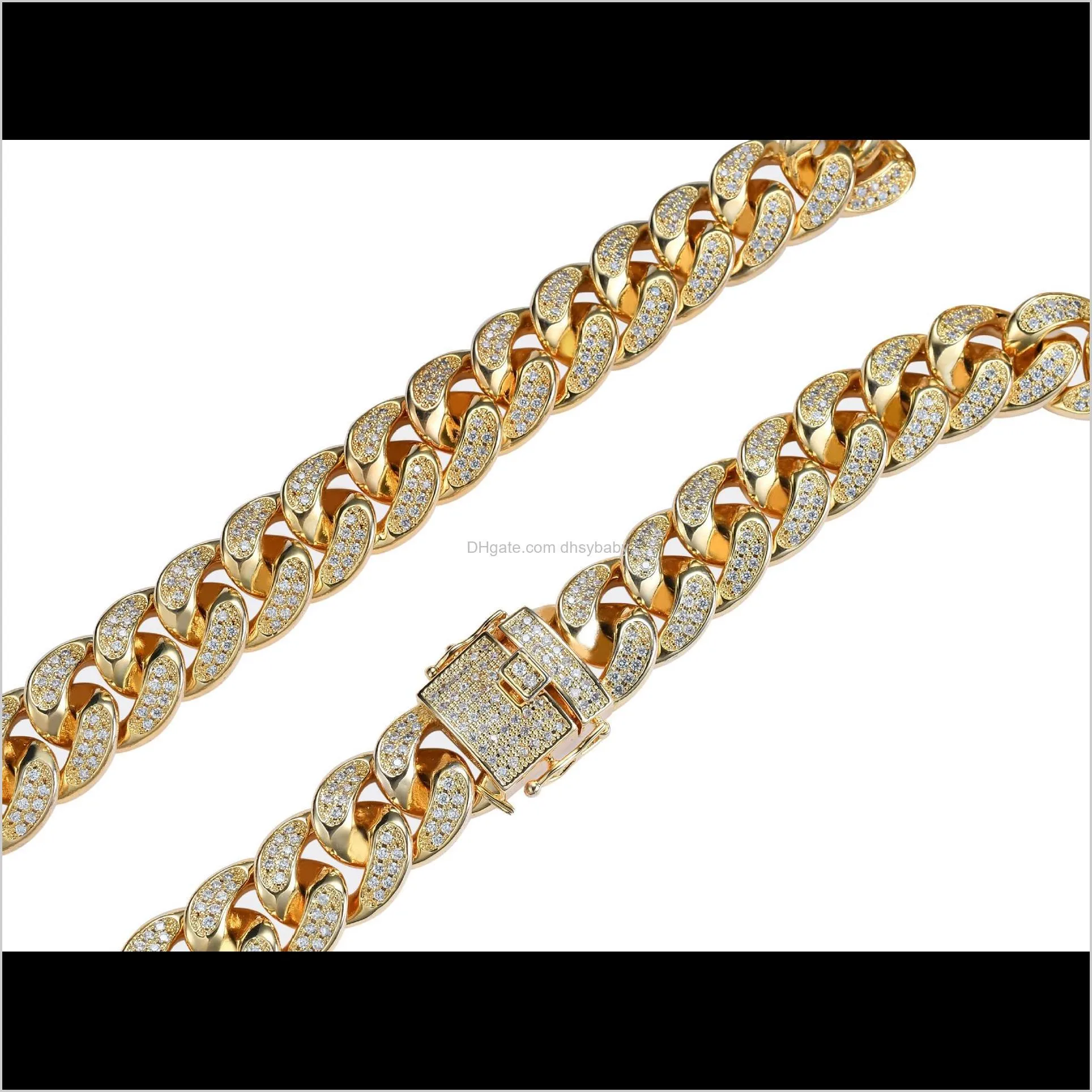 18mm cuban link chain luxury men diamond necklace hip hop bling chains jewelry men designer iced out gold rapper statement necklaces