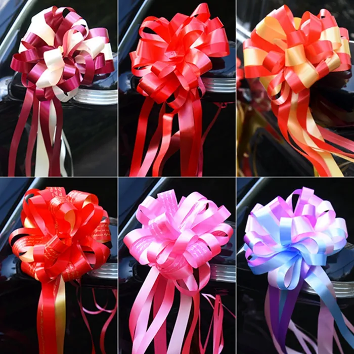 Décoration de fête Personne paresseuse Deux couleurs Pull Bow Voiture de mariage Ruban de couleur Produits de boule de fleurs Se vendent bien avec divers motifs ZWL471