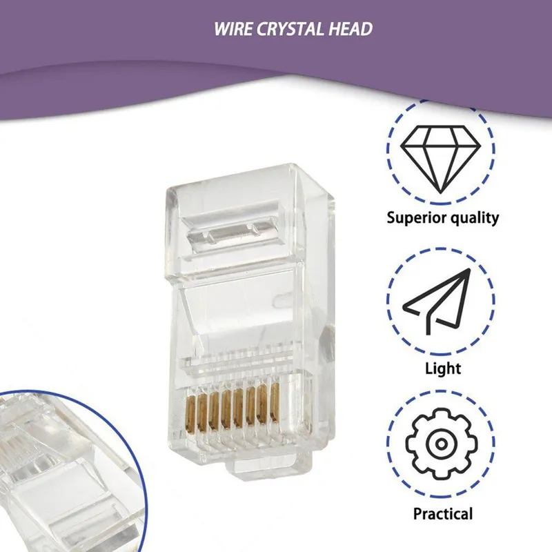 RJ45 CAT5E Modular Plug Network Connector 8P8C Contacts