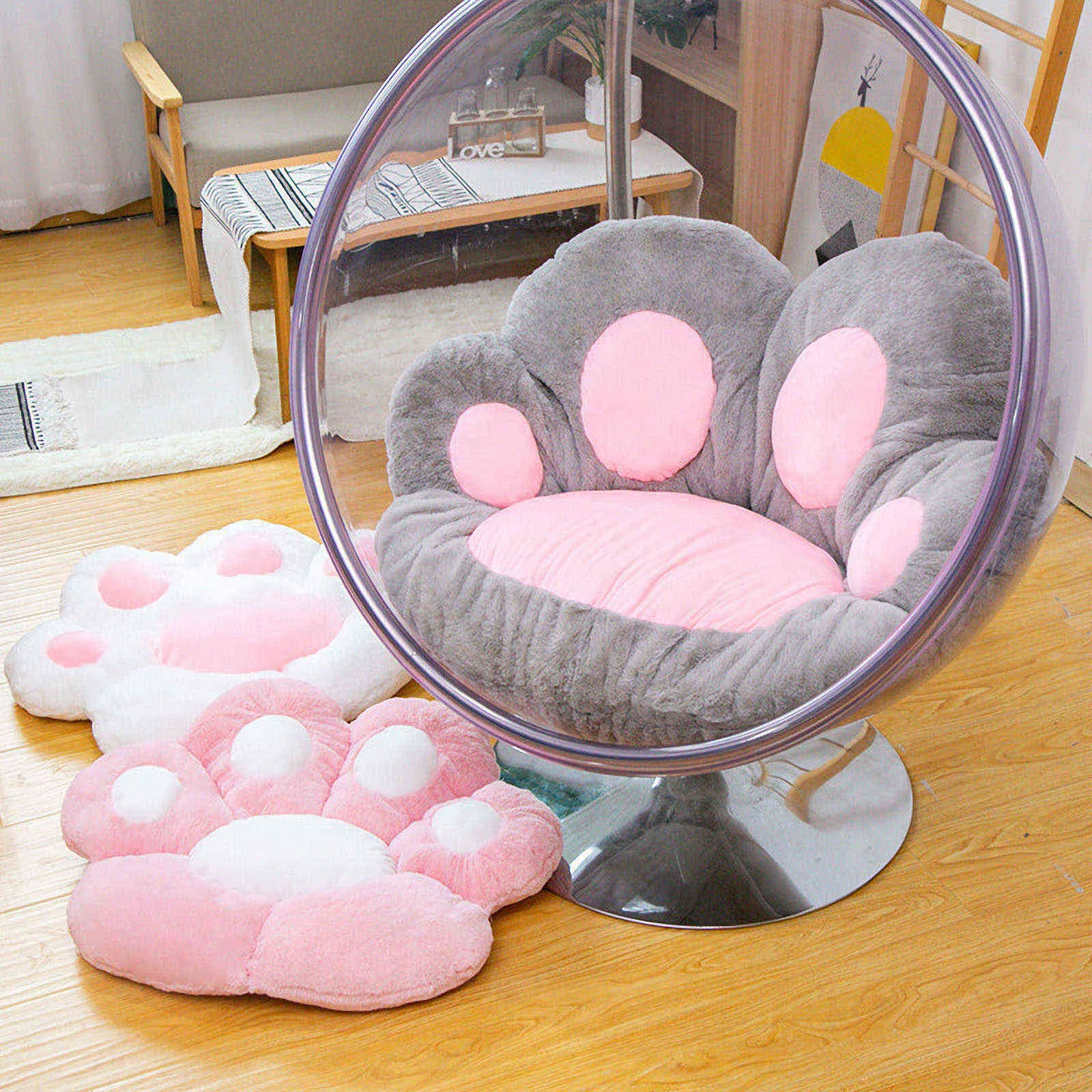 Stolkuddar, Söt katt Paw Shape Plush Seat Kuddar för hemmakontor Hotel Caf Ny stil 2021 H1515