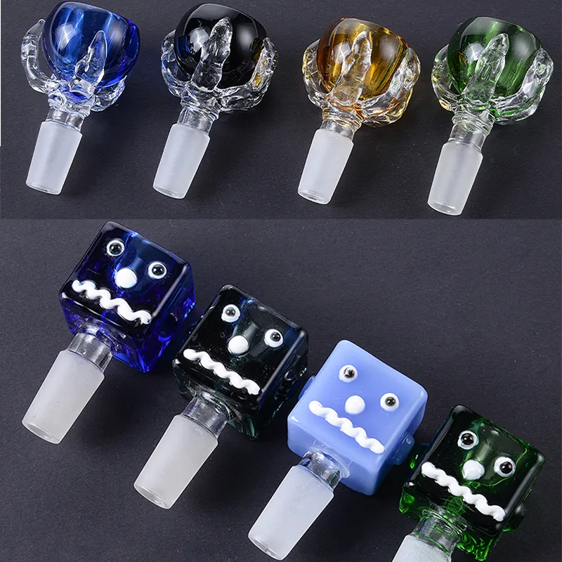 Wholesale Heady Glass Bowl Smoking Accessories 14mm 18mm Male Joint Colorful Bowl For Oil Rigs 2 Style