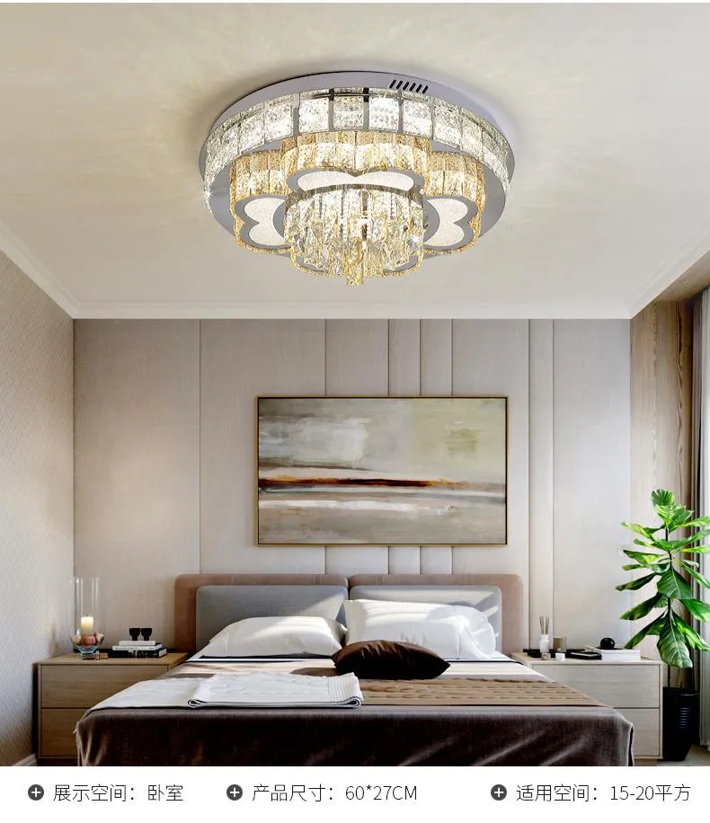 Lampa główna sypialnia po nowoczesnym minimalistycznym kryształowym ciepłym i romantycznym pokoju sufitom w stylu europejskim lampki