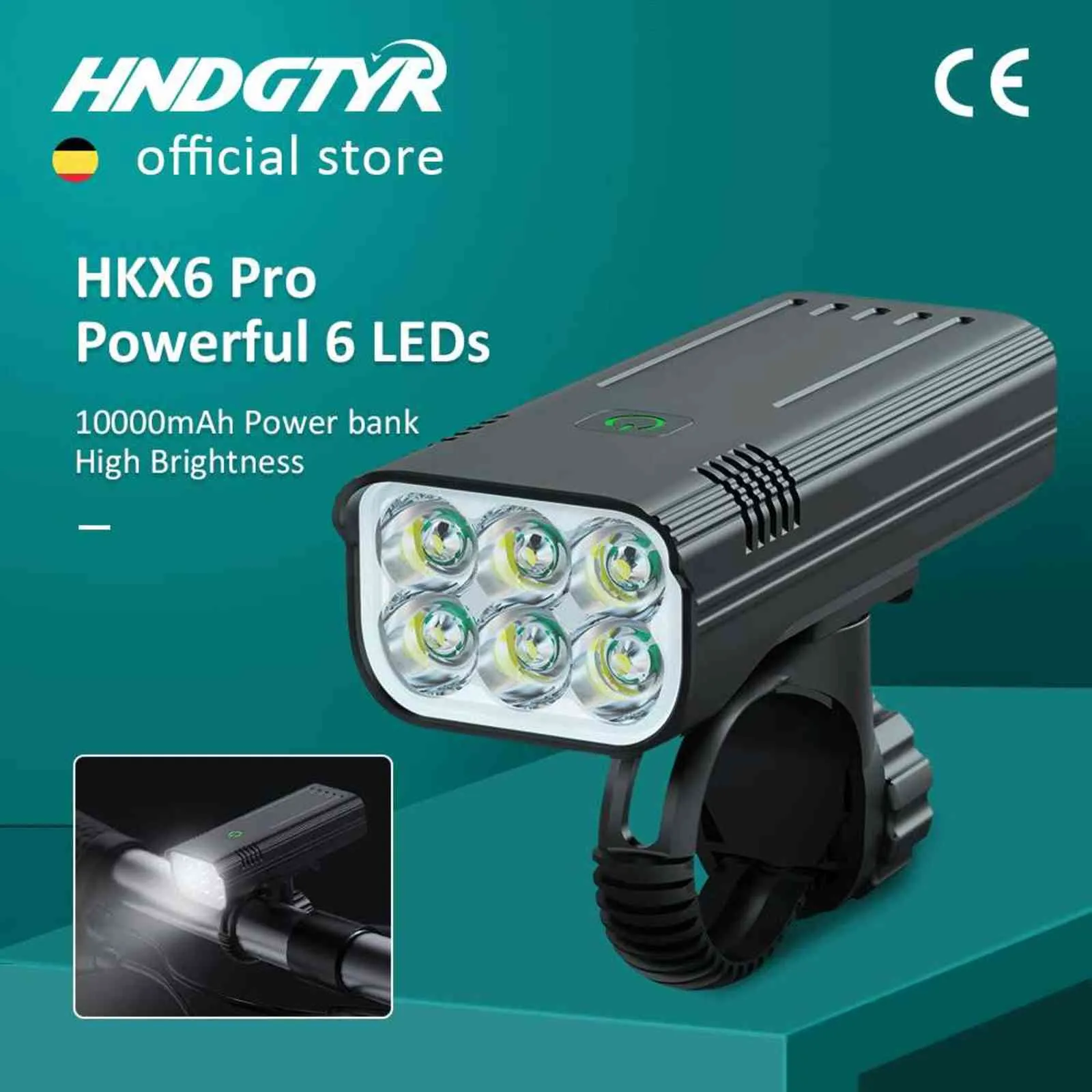 10000 Mah Bike Front Light HKX6 Pro Bicicleta Luz com Suporte GOPRO USB Recarregável LED Bicycle Front LINK Lanterna Y1119