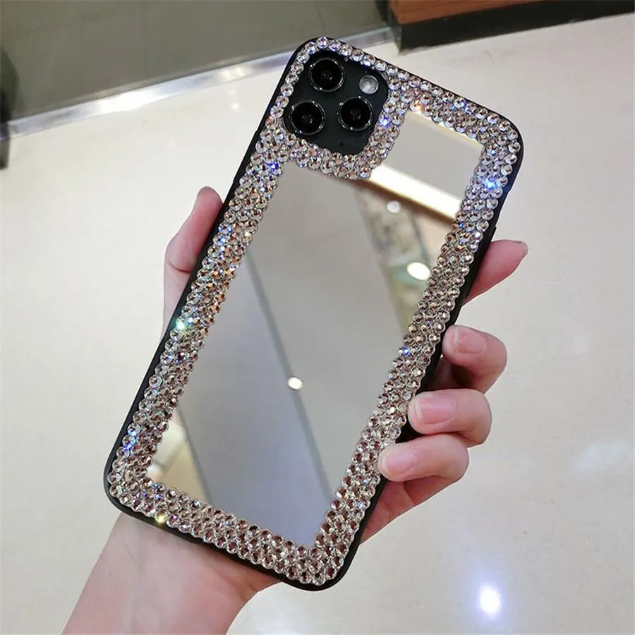 mirror fashion designers phone cases for iphone 12 mini 11 pro xr xs max 7 8 plus square coque crystal cover