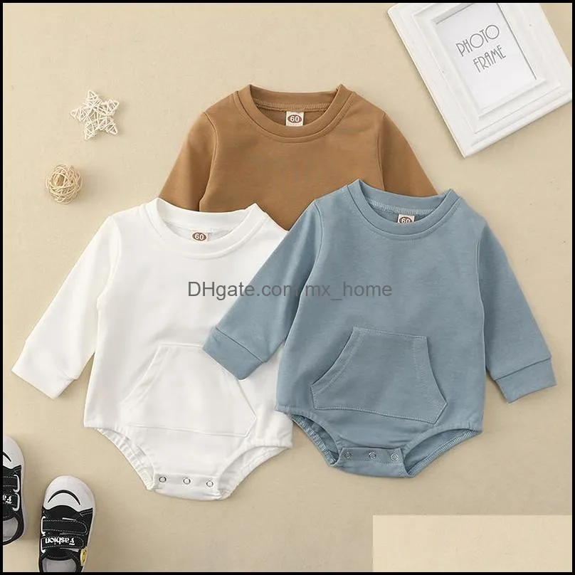 kids Rompers Girls boys Solid color Romper Onesies infant Toddler Jumpsuits Spring Autumn summer Fashion baby Climbing clothes Z5075