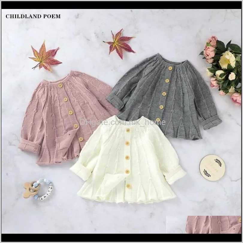 Vêtements bébé enfants maternité livraison directe 2021 chandails fille automne hiver veste manteau tricoté bébé vêtements infantile enfant en bas âge Cardigan pour fille