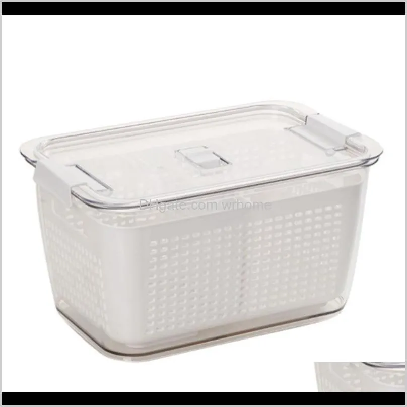 kitchen storage box -keeping refrigerator fruit vegetable drain crisper container 20x13.5x11.5cm bottles & jars