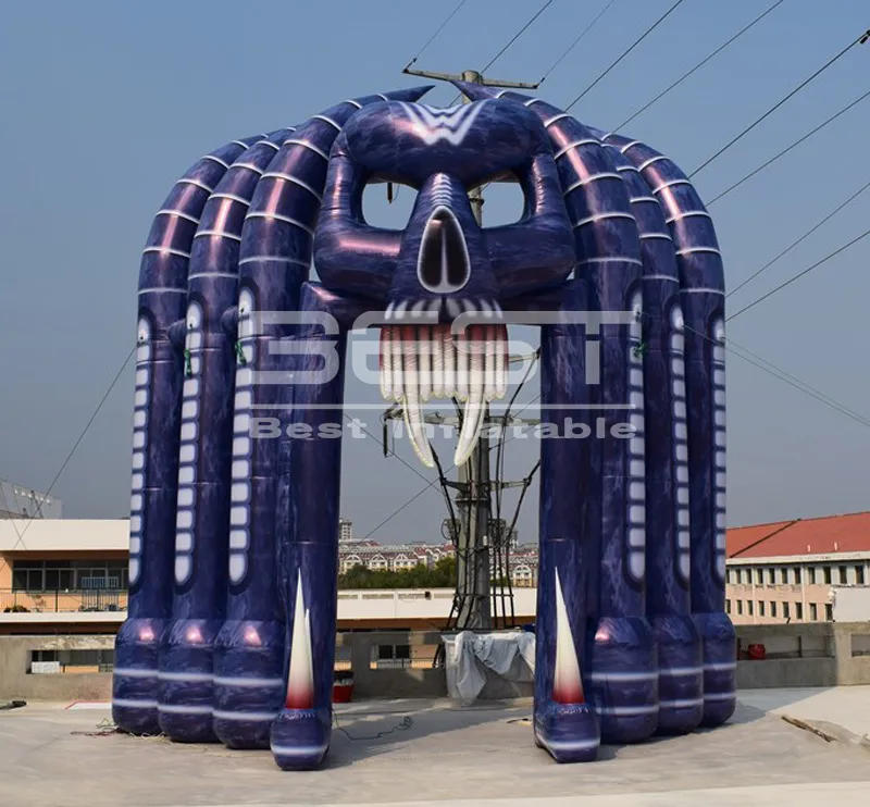 Arc de crâne gonflable de décoration de fête d'halloween attrayant adapté aux besoins du client par usine à vendre arche de porte d'entrée