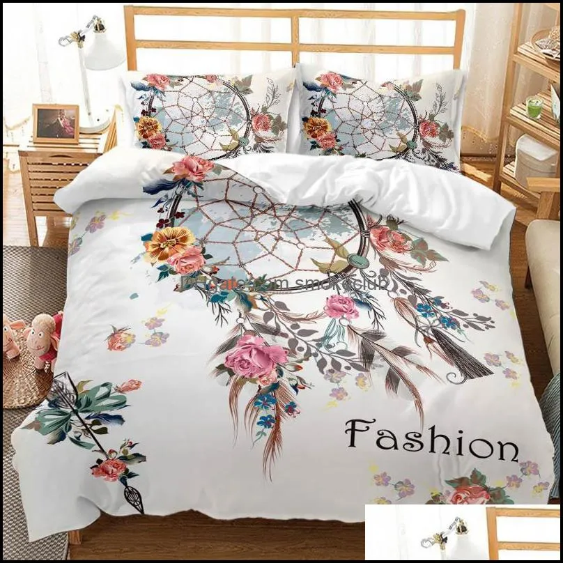 Bedding Sets Luxury Black Home Textile Dreamcatcher Bohemian Duvet Cover Set Boho King Size Egyptian Cotton 240x220