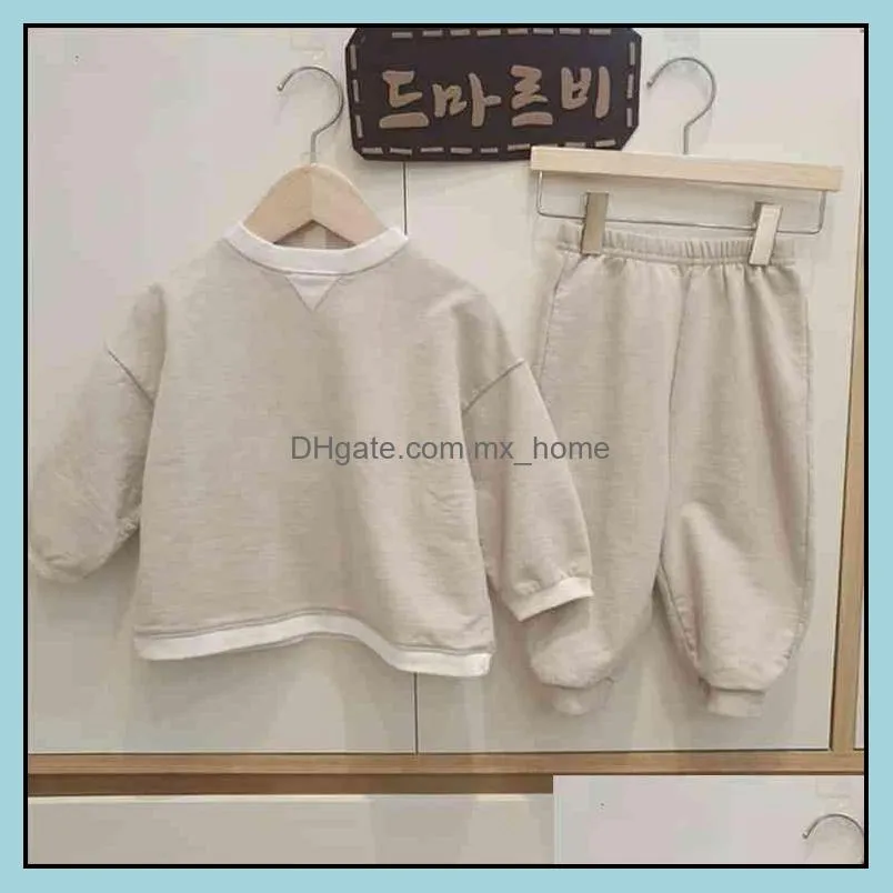 Spring Korean Children Cotton Set For Boys And Girls Fashion Sports Suit Kids Clothes 2-6y Autumn Tracksuit 2pcs Outfit