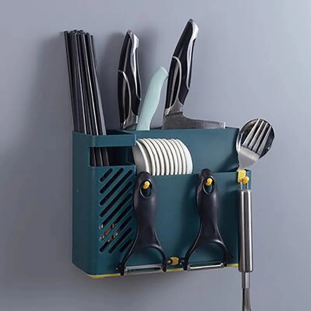 Bakeey Kitchen Wall Mount Drain Drying Rack Chopsticks Cutlery Fork Holder Storage Box Utensil Holder Dish Drainer