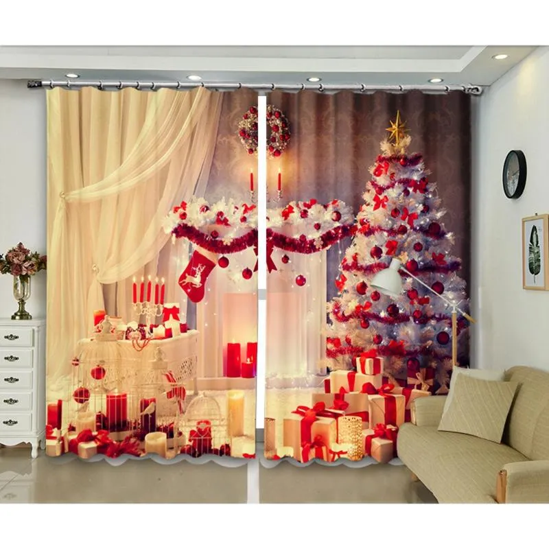 Zasłona Drapes Babson Red and White Christmas House Decoration 3D Digital Print DIY Advanced Custom Po