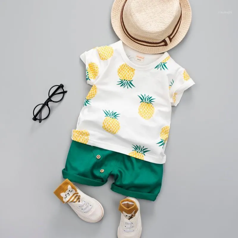 Baby jongens meisjes zomer kleding mode katoen set gedrukt fruit sport pak jongen t-shirt shorts kinderen doek kinderkleding sets