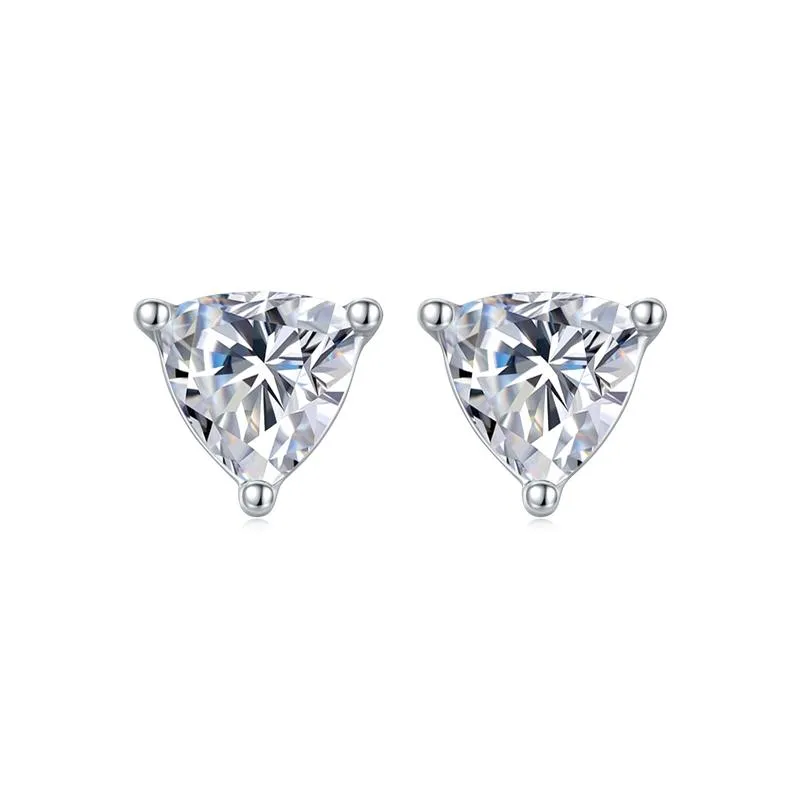 Stud The 925 Silver Pass Diamond Test Excellent Cut Total 1 Ct D Couleur Triangle Moissanite Boucles D'oreilles De Mariage Bijoux Créatifs