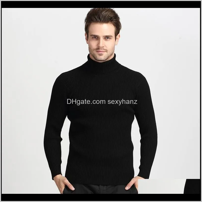 winter mens high collar sweater pullover solid color slim yarn male sweaters turtleneck mens clothing 2020 miesten villapaita apmc#