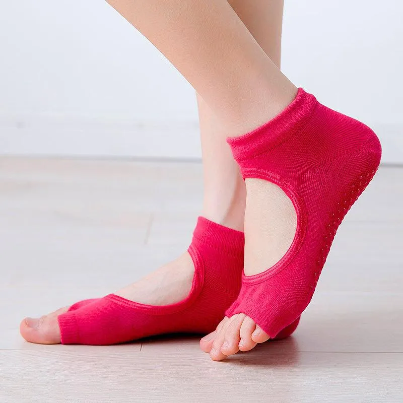 Sports Socks Split Toe Yoga Non-Slip Female High Quality Combed Cotton Backless Bare Finger Fitness Dance Pilates