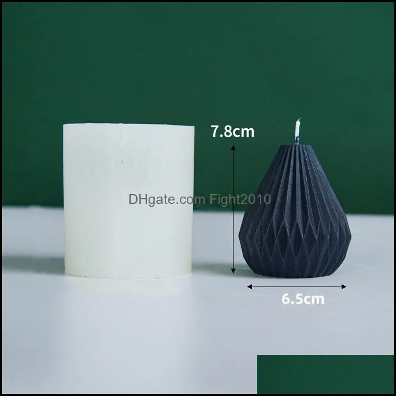 Craft Tools Geometric Lines Pear Shape Candle Mould Stripe Tapered Silicone Mold DIY Wax Irregular Creative Candles