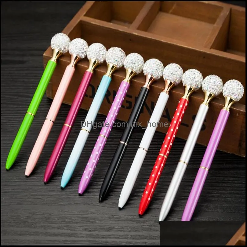 Big crystal diamond ball Ballpoint Pens School Office Supplies Signature Metal Pen Student Gift 20 colors can customize your logo