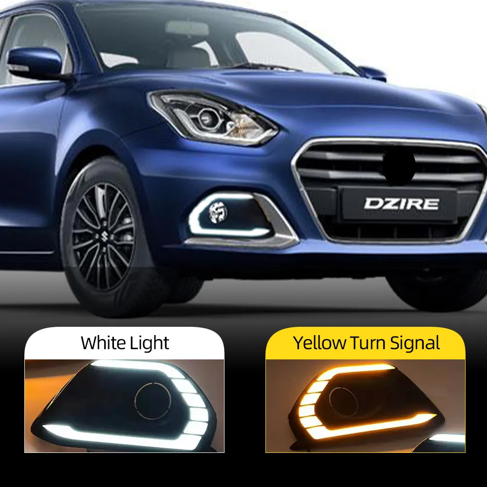 2 stks voor Suzuki Dzire 2020 2021 2022 Geel Turn Signal Relay CAR DRL LAMP 12V LED DAGDAG TIJD LICHT DAGLICHT