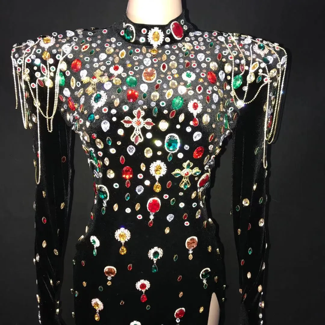 Ocstrade Hand Made Rhinestone Black Prom Party Dresses 2023