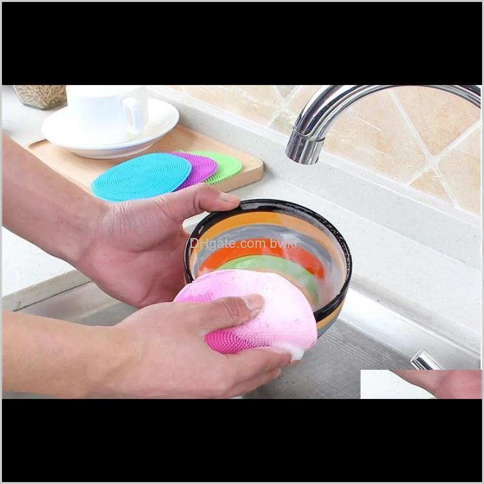 multifunction silicone sponge bowl cleaning brush silicone scouring pad silicone dish sponge kitchen pot cleaner washing tool sz566