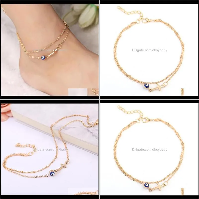 europe and the united states selling new summer wild cross cat eyes fashion street shooting multi-layer chain anklet