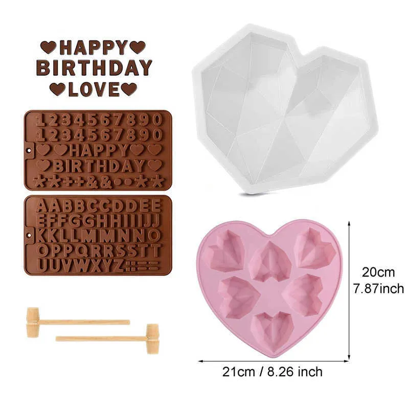 Heart Brick Molds For Chocolate 8.7 Inch Large Silicone Cake Brick