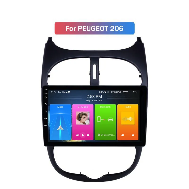 Dokunmatik Ekran Çift 2 DIN Android Araba DVD Oynatıcı Peugeot 206 Oto GPS Navigasyon Sistemi Video Radyo Stereo Ses