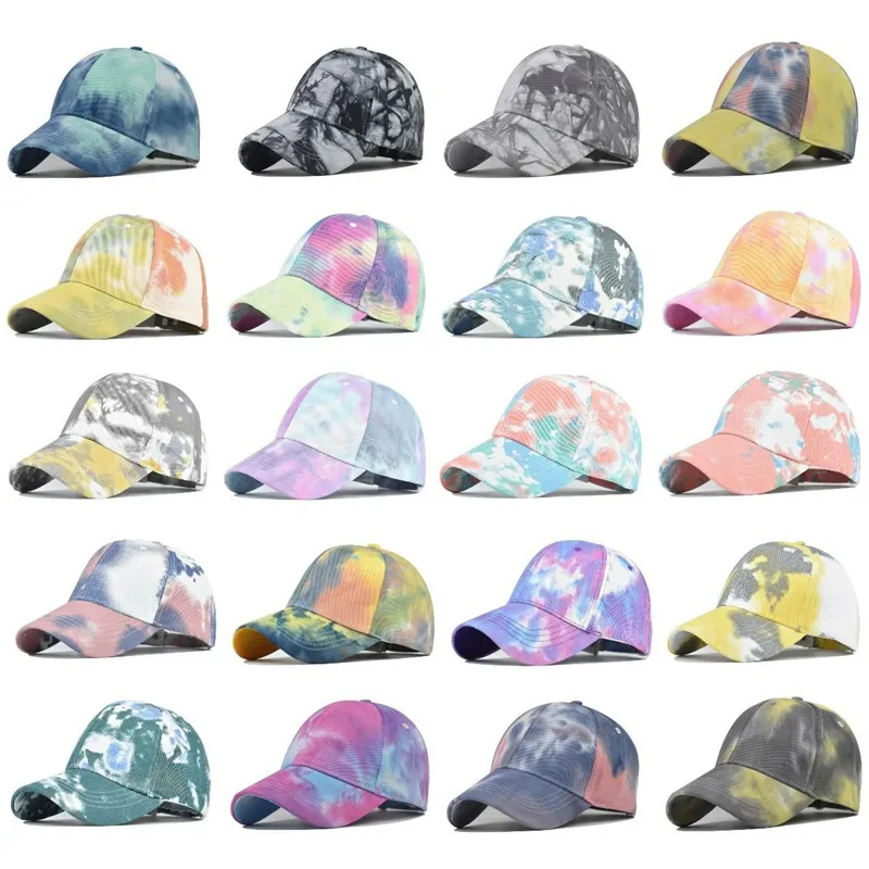 21 color Men's and women's tie dyed hat Party Hats gradient color old hole baseball cap Korean wash peaked caps T9I001391