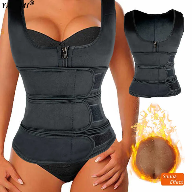 Neopreen Body Shaper Afslanken Corset Shapewear Fajas Dames Colombiaanse Gordels Sweat Vest Top Tanks Workout Fitness Taille Trainer H1018