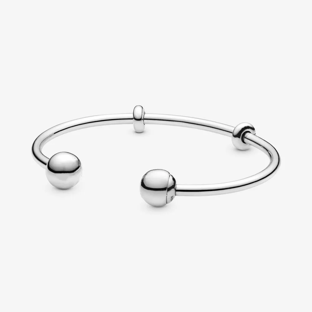 100% high polish 925 Sterling Silver Open Bangle Moments Snake Chain Style Bracelet Fit European charm Fashion Wedding Jewelry Making For Women Gifts