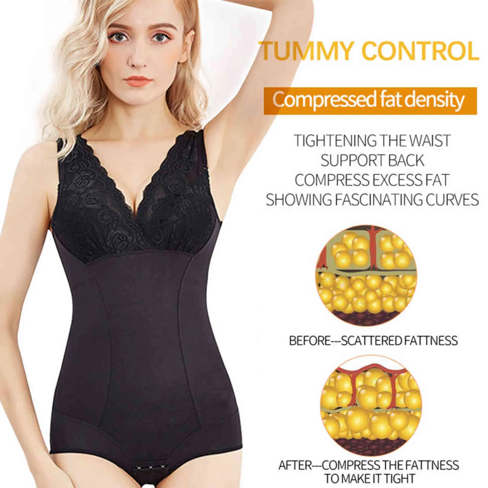 Sexy Womens Body Shaping Bodysuit With Waist Compression, Butt