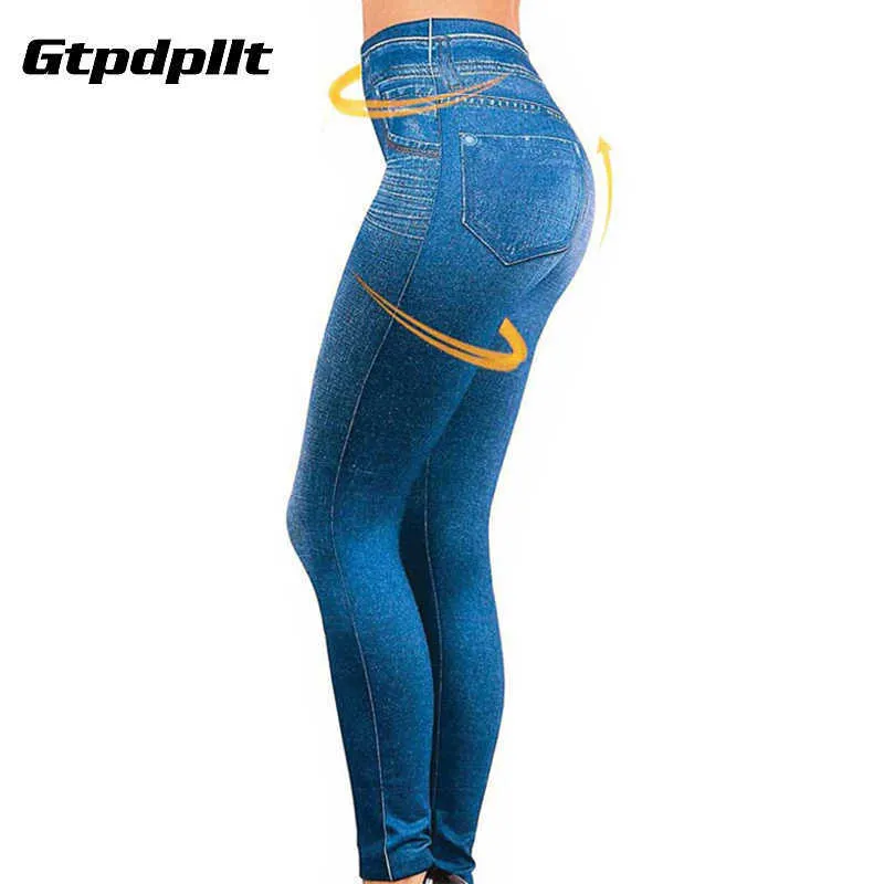 GTPDPLT S-XXL Mulheres Fleece Fored Inverno Jegging Jeans Genie Slim Moda Jeggings Leggings 2 Bolsos Real Mulher Mulher Pants Q0803