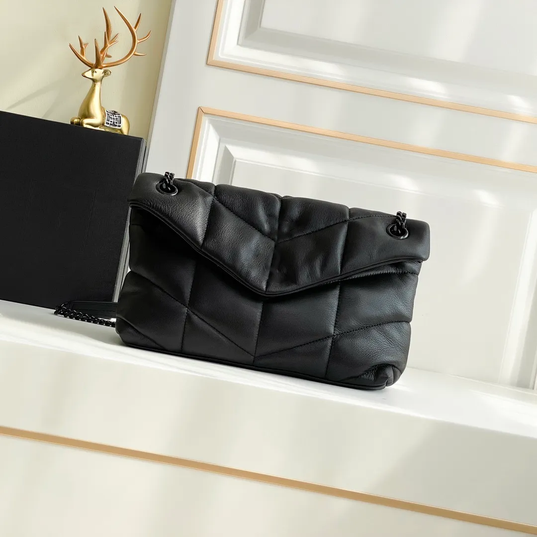 Oryginalna wysokiej jakości damska torba na ramię projektant mody luksusowe torebki torebki LOULOU puchowa torba łańcuchowa marki klasyczne klapki matowe skórzane torby na ramię Crossbody torba 29cm
