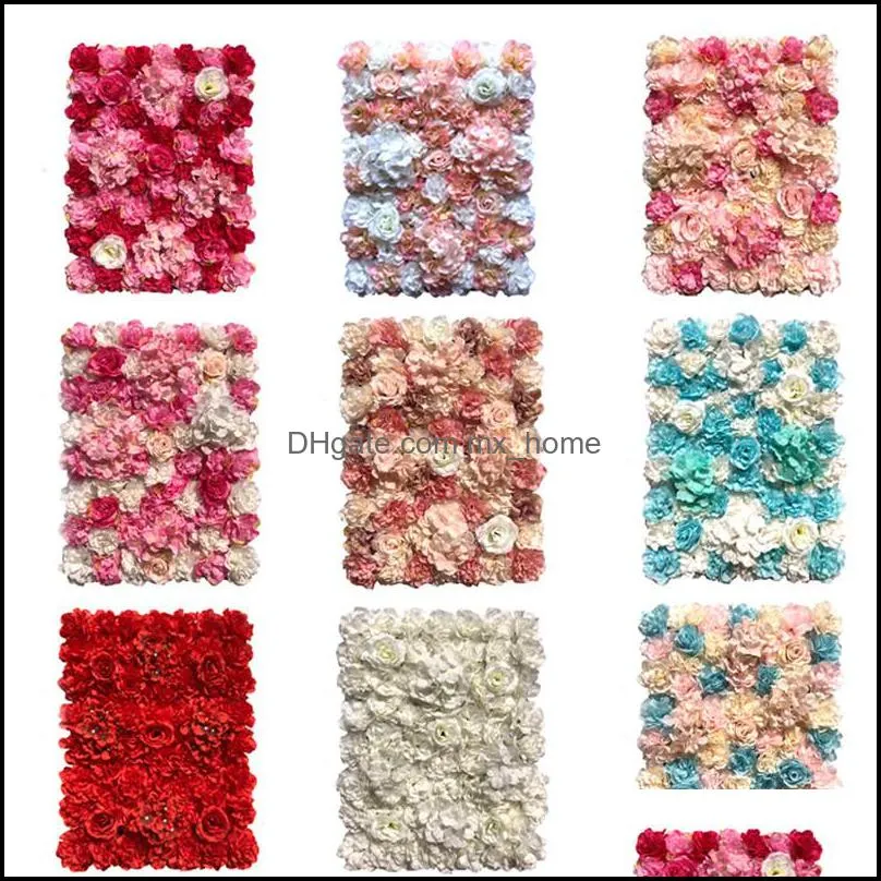 Decorative flower Custom Artificial Flower Wall Panel 3D Wedding Background Decor Photography Props Regulation Display Side 0715