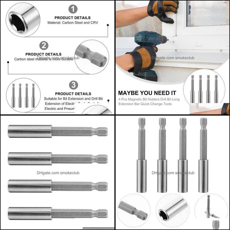 Shower Curtains 4 Pcs Hex Handl Socket Bit Adapter Driver Impact Power Drill Extension Bar Parts