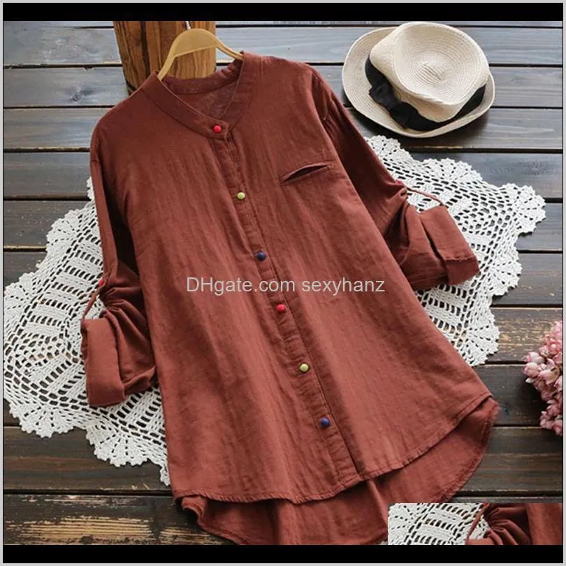 arrival womens plus size long sleeve blouses fashion female loose cotton linen blouse shirts tops casual pure color shirt women`s