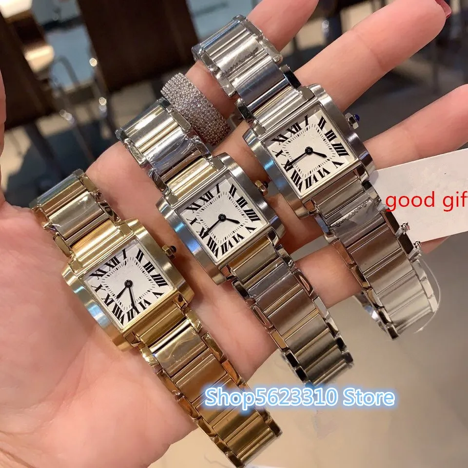 Classic Brand women quartz chain Watch 316L stainless steel Wrist watch geometric square roman dial lady clock high quality