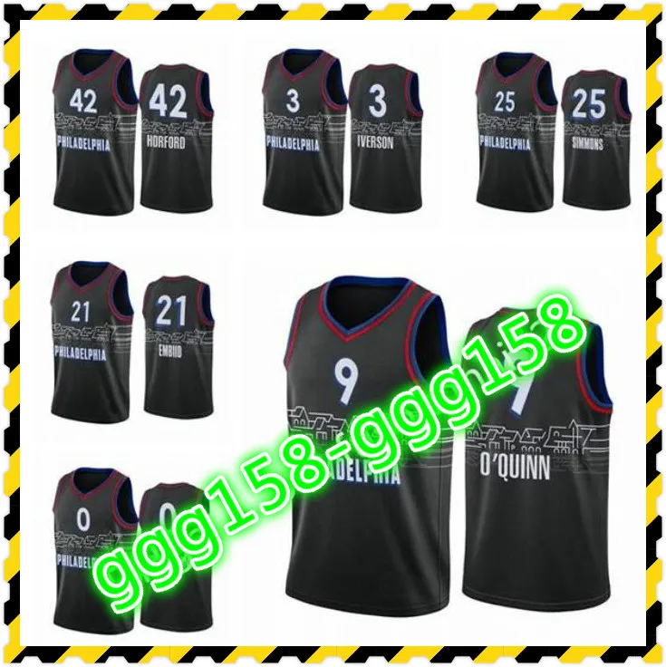 Imprimer de haute qualité hommes femmes enfants Ben Simmons 2020-21 Allen Iverson Josh Richardson City noir maillot de basket personnalisé