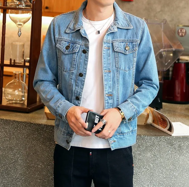 DHgate.com:Mens Denim Jacket Slim Fit Cotton Outwear Coat