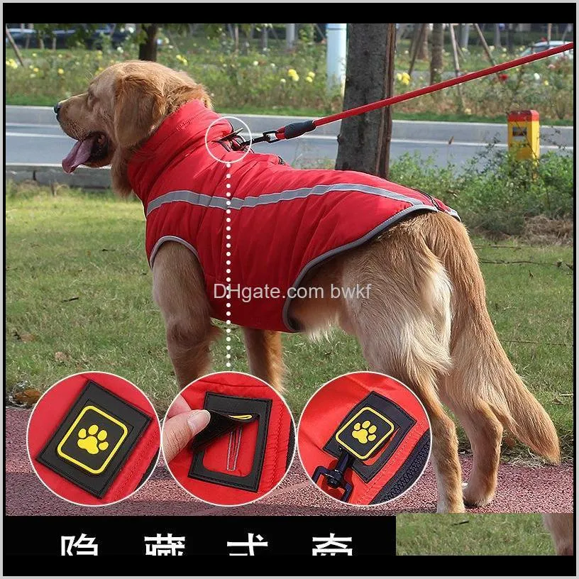 new big dog clothes autumn and winter golden retriever large dogs pet clothing winter reflective warm thermal dog jacket 201127