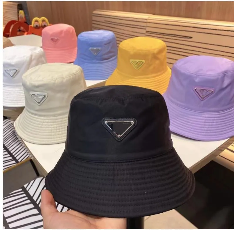 Designer Nylon Bucket Hat For Men and Women Fashion Ladies Mens Autumn Summer Triangle Metal Sun Hats New Spring Fisherman Caps Drop ship