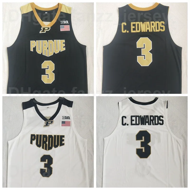 NCAAバスケットボールPURDUEボイラーメーカー＃3の貨物エドワーズジャージーカレッジブラックホワイトチームカラー大学通気性シャツ優秀な品質男性販売