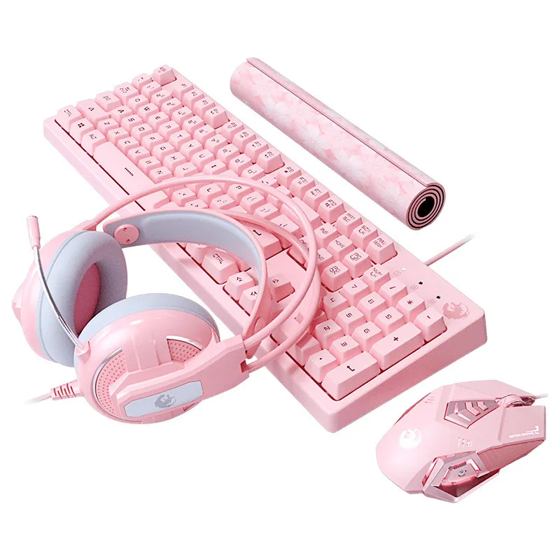 Gaming Combos 19 Keys No Punch Wired USB Keyboard 4800DPI Macros Programming Mouse Noise Reduction Headset