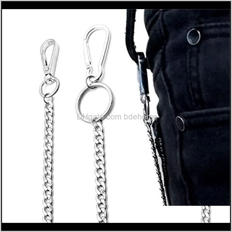 45cm stainless steel punk hip-hop trendy belt waist key ring trouser chain male pants chain men jeans punk wallet chain gift 1526 q2