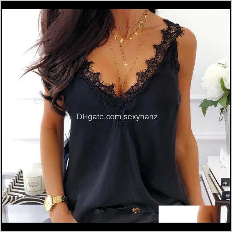 women casual summer lace top tank v neck vest ladies sleeveless tee shirt debardeur femme loose camisa feminina obln#