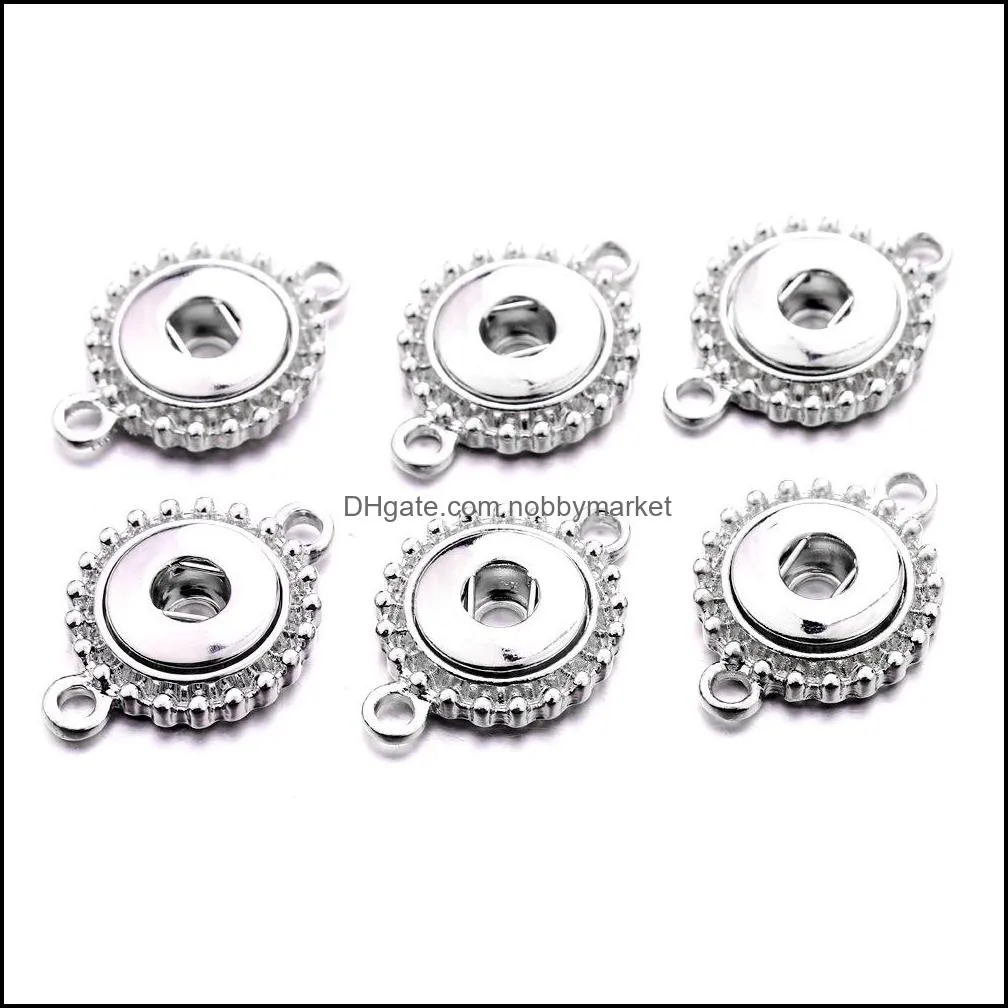 Silver Gold Color 12mm Snap Button Charms Connector Pendant Jewelry Making DIY Necklace Earrings Bracelet Supplier Wholesale