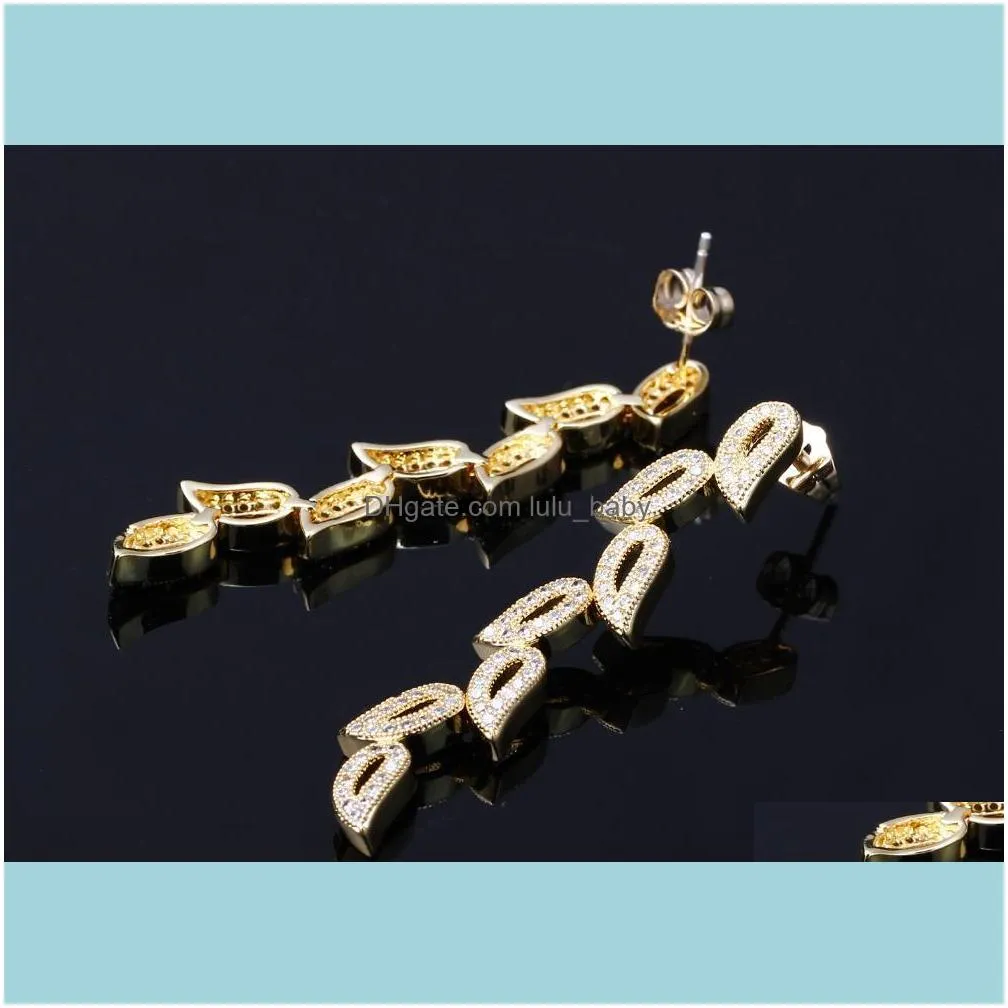 Earrings & Necklace Women Wedding Jewelry Sets Gold Color W/ CZ Stone Luxury 2pcs ( + Earring ) Free Shipment